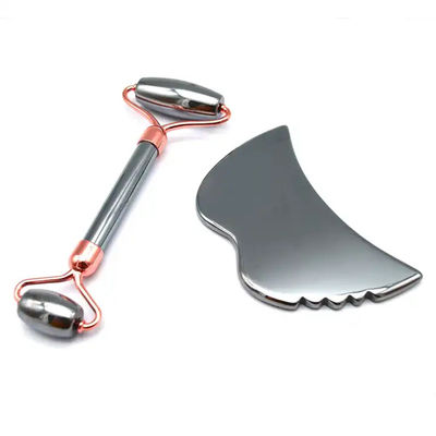 Energie Stein Guasha Massager für Gesicht Augen Hals Finger 5,5*14 cm Silber Terahertz Gesichtsrolle Gua Sha Set