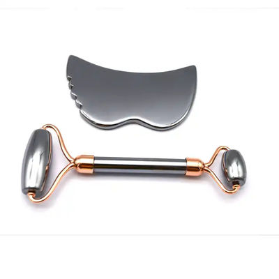 Energie Stein Guasha Massager für Gesicht Augen Hals Finger 5,5*14 cm Silber Terahertz Gesichtsrolle Gua Sha Set