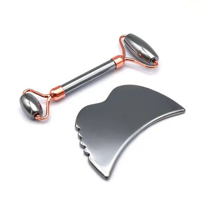 Energie Stein Guasha Massager für Gesicht Augen Hals Finger 5,5*14 cm Silber Terahertz Gesichtsrolle Gua Sha Set