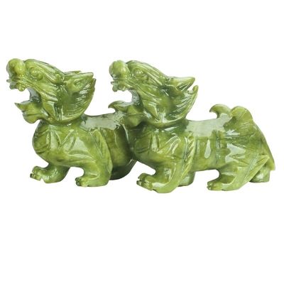 Regional Feature Paar Naturjade Pixiu Home Office Feng Shui Jade Schnitzerei Handwerk Jade Ornamente Feng Shui Pixiu