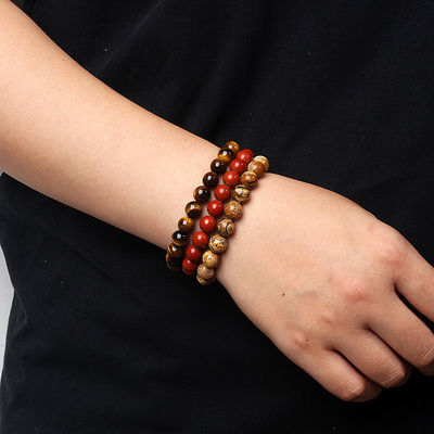 Natürliche Jade Perlen Armband Damen Amethyst Kristall Quarz Aquamarin Smaragd Schmuck Agat Elastiziertes Armband Für Männer