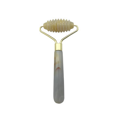 Kundenlogo 100% natürliches graues Achat Roller Jadeit Kristall Schönheitsbehälter Massage Stick Gesichtsgesundheitsmittel