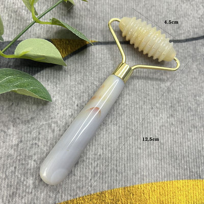 Kundenlogo 100% natürliches graues Achat Roller Jadeit Kristall Schönheitsbehälter Massage Stick Gesichtsgesundheitsmittel