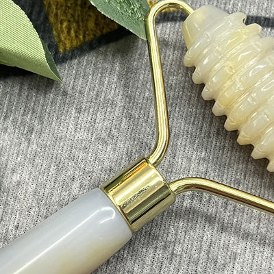 Kundenlogo 100% natürliches graues Achat Roller Jadeit Kristall Schönheitsbehälter Massage Stick Gesichtsgesundheitsmittel