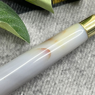 Kundenlogo 100% natürliches graues Achat Roller Jadeit Kristall Schönheitsbehälter Massage Stick Gesichtsgesundheitsmittel