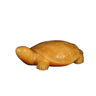 Feng Shui-Stil Polsterte Gelbe Jade Schildkröte Edelstein Schnitztisch Totem Glücksbringer