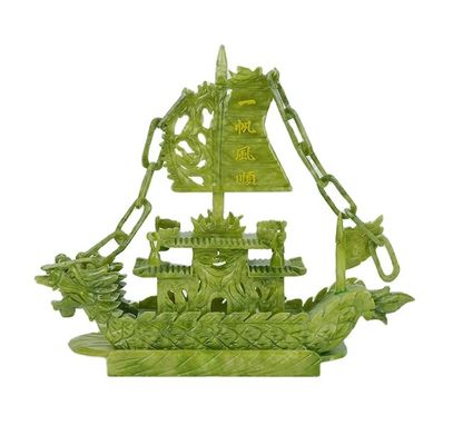 27cm Natürliche Chinesische Jade Dragon Boat Craft Für Dekor OEM ODM Annahme