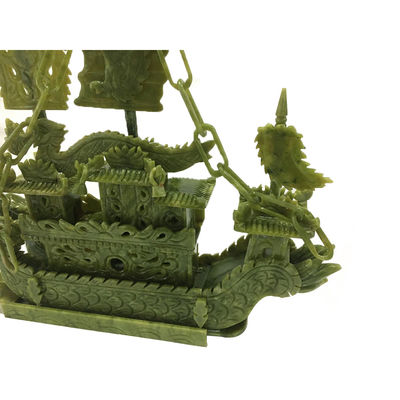 27cm Natürliche Chinesische Jade Dragon Boat Craft Für Dekor OEM ODM Annahme