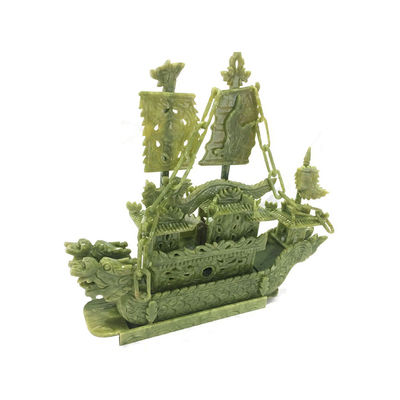 27cm Natürliche Chinesische Jade Dragon Boat Craft Für Dekor OEM ODM Annahme
