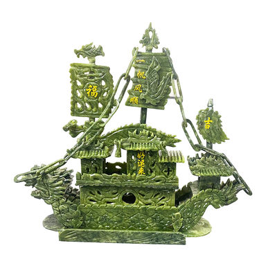 27cm Natürliche Chinesische Jade Dragon Boat Craft Für Dekor OEM ODM Annahme
