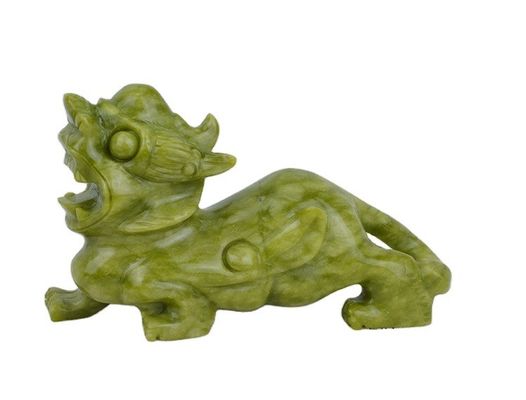 Grünes Handwerk Feng Shui Heimdekorationen Natürlicher Jade Polster Pixiu Ornamente Paar von 2 mit und Druckmethode Sonstiges