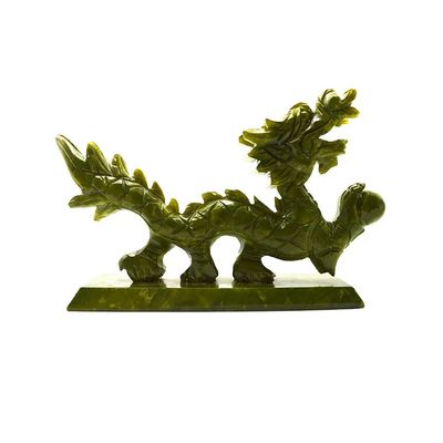 Natürliche grüne chinesische Jade-Drachen in Feng Shui-Stil für Dekorationsstücke