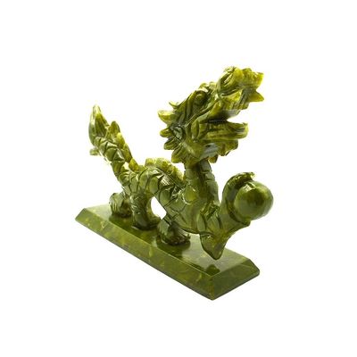 Natürliche grüne chinesische Jade-Drachen in Feng Shui-Stil für Dekorationsstücke