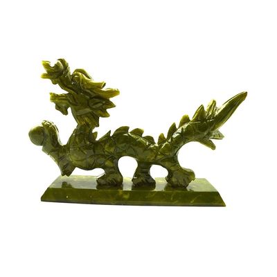 Natürliche grüne chinesische Jade-Drachen in Feng Shui-Stil für Dekorationsstücke