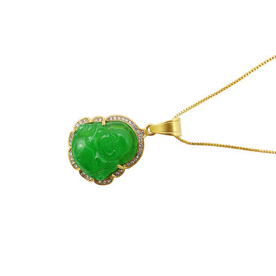 Buddhismus Thema Gravur Schnitztyp Glückslächender Buddha Anhänger Kette Halsketten Amulet Schmuck für Männer Frauen Jungen