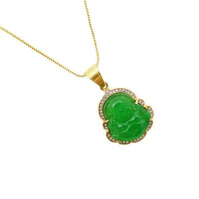 Buddhismus Thema Gravur Schnitztyp Glückslächender Buddha Anhänger Kette Halsketten Amulet Schmuck für Männer Frauen Jungen