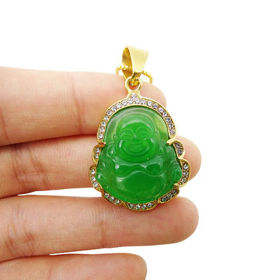 Buddhismus Thema Gravur Schnitztyp Glückslächender Buddha Anhänger Kette Halsketten Amulet Schmuck für Männer Frauen Jungen