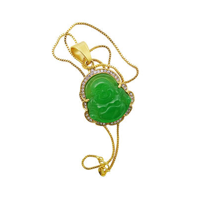 Buddhismus Thema Gravur Schnitztyp Glückslächender Buddha Anhänger Kette Halsketten Amulet Schmuck für Männer Frauen Jungen