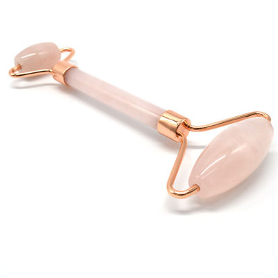 Customized Logo Availabled Rose Gold Jade Roller für Gesichtshautpflege 100% natürliche Doppelkopf Rose Quarz Gesichtsroller Gesichtsschlankung