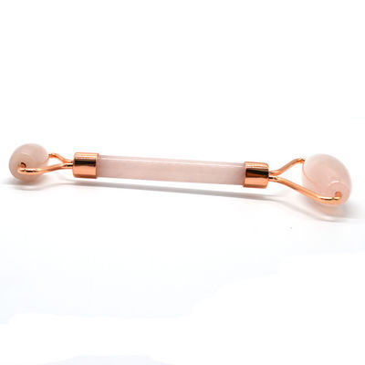 Customized Logo Availabled Rose Gold Jade Roller für Gesichtshautpflege 100% natürliche Doppelkopf Rose Quarz Gesichtsroller Gesichtsschlankung
