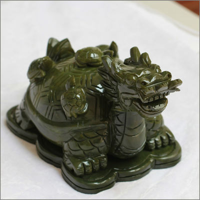 Regionaler Vorzug Grüne Jade-Stein-Drachenschildkrötenstatue mit OEM-ODM-Akzeptanz