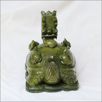 Regionaler Vorzug Grüne Jade-Stein-Drachenschildkrötenstatue mit OEM-ODM-Akzeptanz