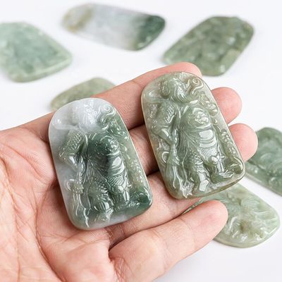 2024 Jadeit Guan Yin Anhänger der Barmherzigkeit Buddhismus Tapfere Truppen Halskette Mode Schmuck für Dame Gravur Schnitzerei Typ