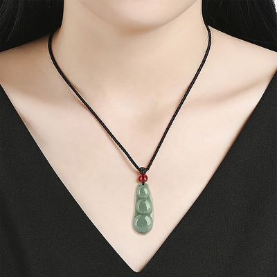 Natürlicher grüner Jade Anhänger für Frauen Vier Jahreszeiten Bohnen bringen Glück Wohlstand und Liebe