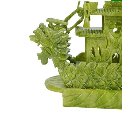 Handwerkliche 28cm Chinesische Glücksschmuck Dekoration Jade Stein Handwerk Drachenboote zum Ornament/Geschenk