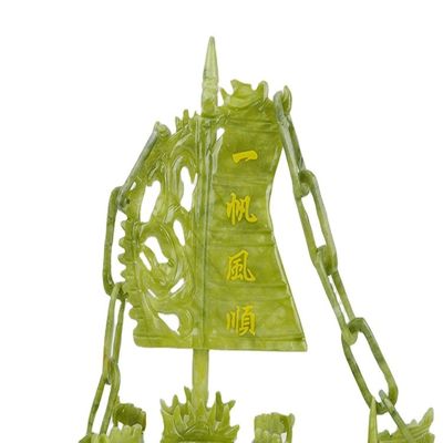 Handwerkliche 28cm Chinesische Glücksschmuck Dekoration Jade Stein Handwerk Drachenboote zum Ornament/Geschenk