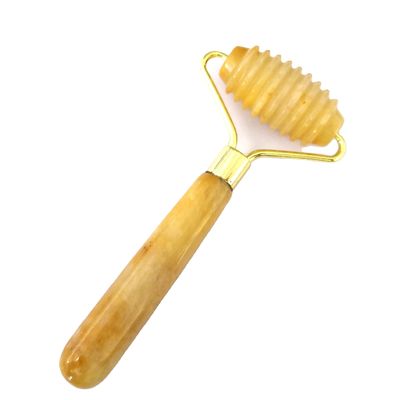 Grüner Naturstein mit Spitzen Jade Guasha Rollen für Gesichtsmassage Personalisierte Schönheit Personalisierte Massage Verpackung