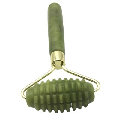 Grüner Naturstein mit Spitzen Jade Guasha Rollen für Gesichtsmassage Personalisierte Schönheit Personalisierte Massage Verpackung