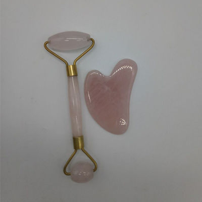 Anti-Aging Gesichtsrolle und Guasha Set echte 100% Jade-Rolle für Gesicht Massager reduziert Falten Rose Quarz Körpermassager
