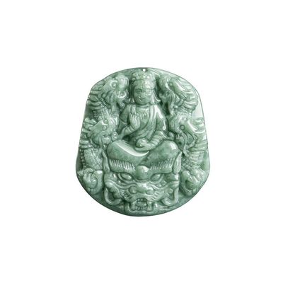 Neun Drachen aus natürlichem Jade geschnitzt Guan Yin Anhänger Halskette Eine einzigartige Ergänzung zu Ihrer Schmuckkollektion