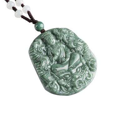 Neun Drachen aus natürlichem Jade geschnitzt Guan Yin Anhänger Halskette Eine einzigartige Ergänzung zu Ihrer Schmuckkollektion