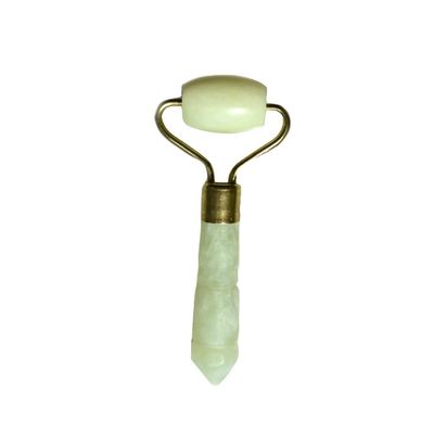 Silber Mini Jade Stone Gesichtsrolle für Augen und Gesicht Anti-Aging Massage Natur Green Jade Roller Gesichtsmassager 110 * 55mm