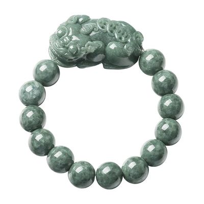 Schnitzende Jadeit Armband Öl Grün Pixiu Männer und Frauen Charme Armbänder Accessoires Geburtstagsgeschenk Ring 13mm Perlen Durchmesser