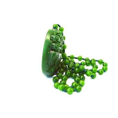 Kunstsammler Grüner Jade Buddha Guanyin Kristall Perlen Seilkette Anhänger Halskette für Männer Frauen