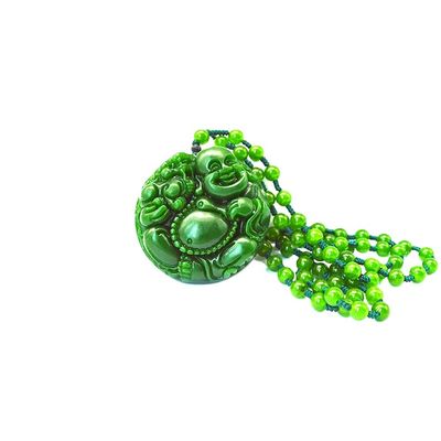 Kunstsammler Grüner Jade Buddha Guanyin Kristall Perlen Seilkette Anhänger Halskette für Männer Frauen