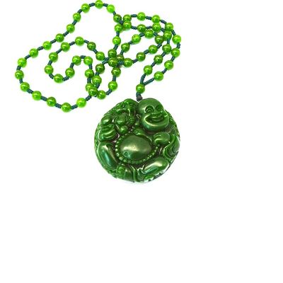Kunstsammler Grüner Jade Buddha Guanyin Kristall Perlen Seilkette Anhänger Halskette für Männer Frauen