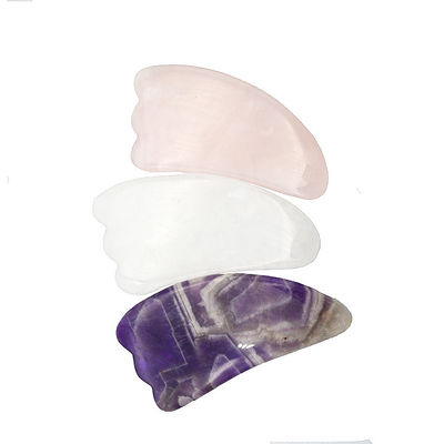 9.5*5.5cm Naturstein Gua Sha Werkzeug Rose Quarz/Amethyst/Weißer Jade Massagetool für Körpermassage