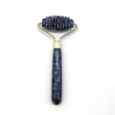 Blue Point Jasper Geräuschloser Gesichtsmasseur Natur Jade-Roller Masseur 128*58mm Funktion Gesicht nach oben Masseur Natur