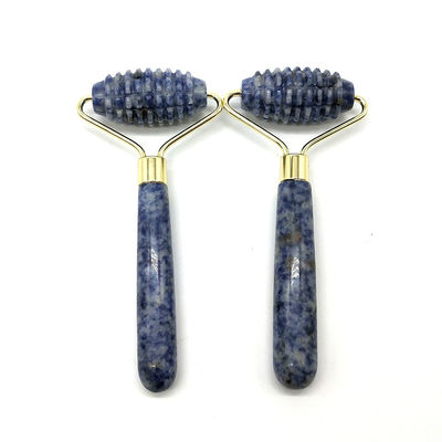 Blue Point Jasper Geräuschloser Gesichtsmasseur Natur Jade-Roller Masseur 128*58mm Funktion Gesicht nach oben Masseur Natur