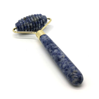 Blue Point Jasper Geräuschloser Gesichtsmasseur Natur Jade-Roller Masseur 128*58mm Funktion Gesicht nach oben Masseur Natur