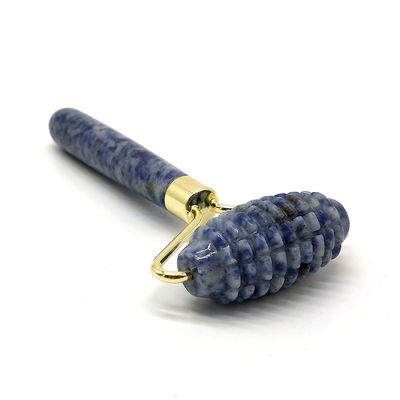 Blue Point Jasper Geräuschloser Gesichtsmasseur Natur Jade-Roller Masseur 128*58mm Funktion Gesicht nach oben Masseur Natur