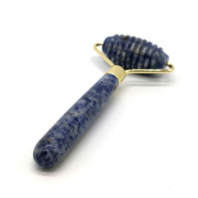 Blue Point Jasper Geräuschloser Gesichtsmasseur Natur Jade-Roller Masseur 128*58mm Funktion Gesicht nach oben Masseur Natur