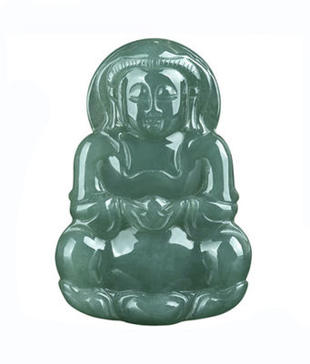 Natürlicher Jade Guanyin Anhänger Grün Smaragd Jadeit Charme Halskette Amulet für Damen-Männer Schmuck Elegant und stilvoll