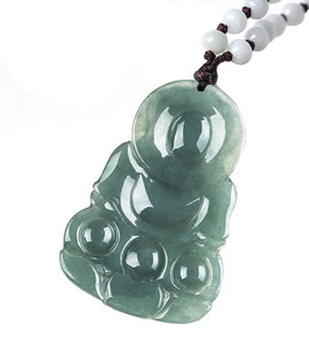 Natürlicher Jade Guanyin Anhänger Grün Smaragd Jadeit Charme Halskette Amulet für Damen-Männer Schmuck Elegant und stilvoll