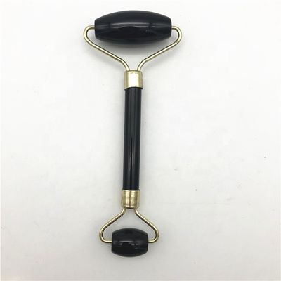 2024 Natürlicher Schwarzer Obsidian Gua Sha Jade Gesichts-Guasha-Roller-Massager für Gesichts- und Nackenpflege Schönheit von Silver Metal