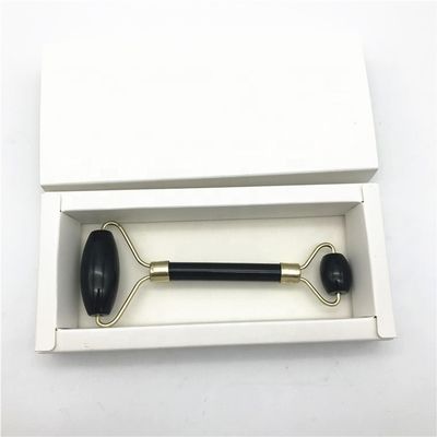 2024 Natürlicher Schwarzer Obsidian Gua Sha Jade Gesichts-Guasha-Roller-Massager für Gesichts- und Nackenpflege Schönheit von Silver Metal